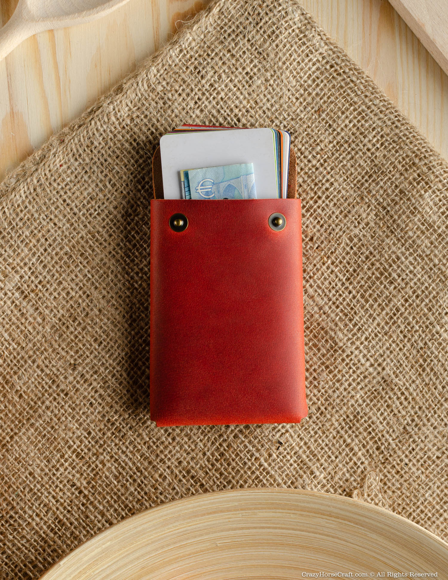 Crazy Horse Craft Minimalist Series portafoglio pelle Fragola Red