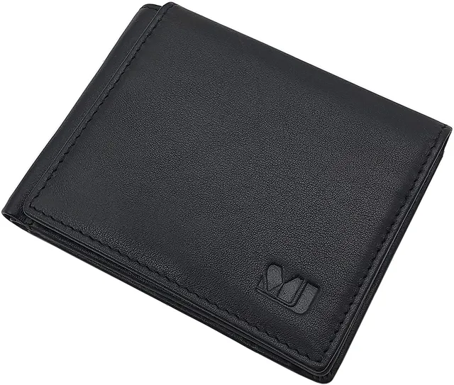 myledershop Herren Geldbörsen portafoglio da uomo nero in pelle di vitello RFID