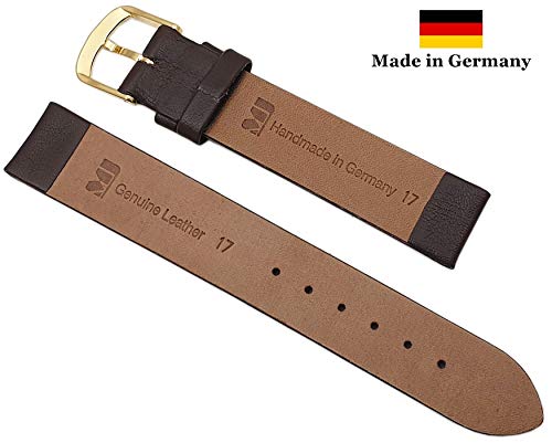 myledershop Uhrenarmbänder cinturino orologio 17 mm marrone pelle di vitello