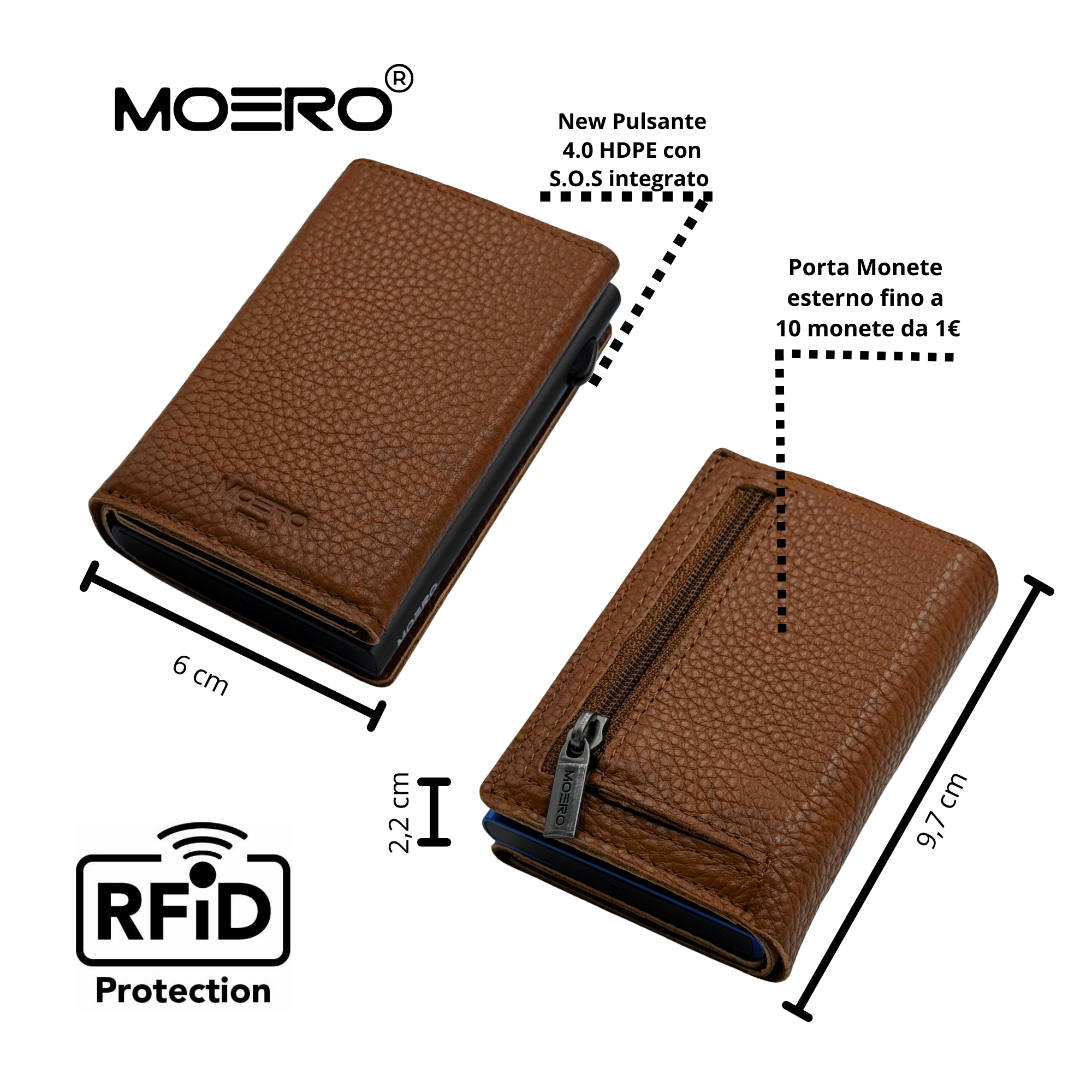 Moero Linea PRO PRO PLUS Zip portafoglio Brown RFID