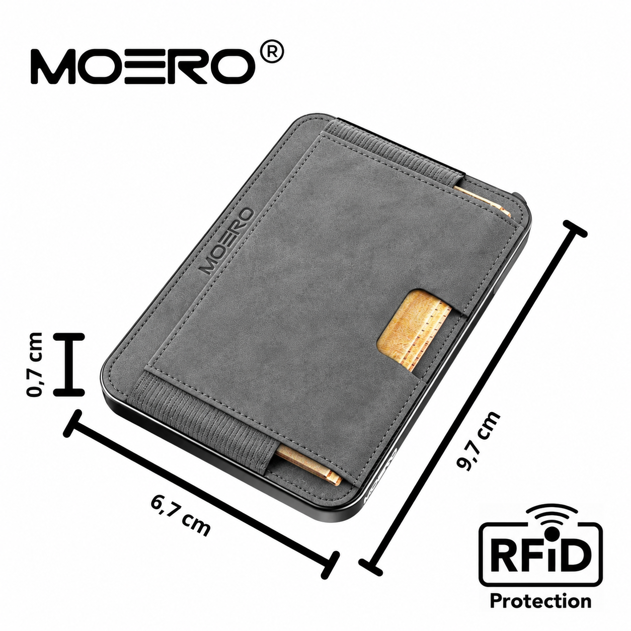 Moero Linea M2 M2 Pro portafoglio grigio MagSafe RFID