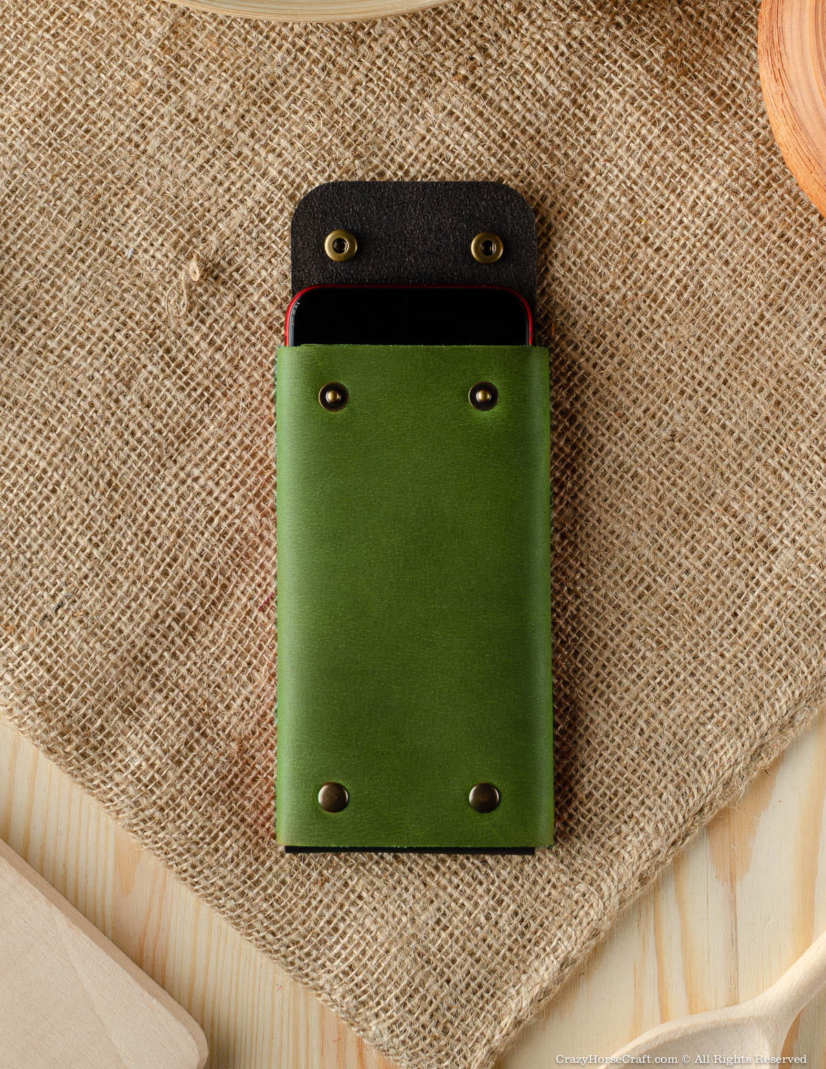Crazy Horse Craft Minimalist Series custodia portafoglio telefono Alpine Green XL
