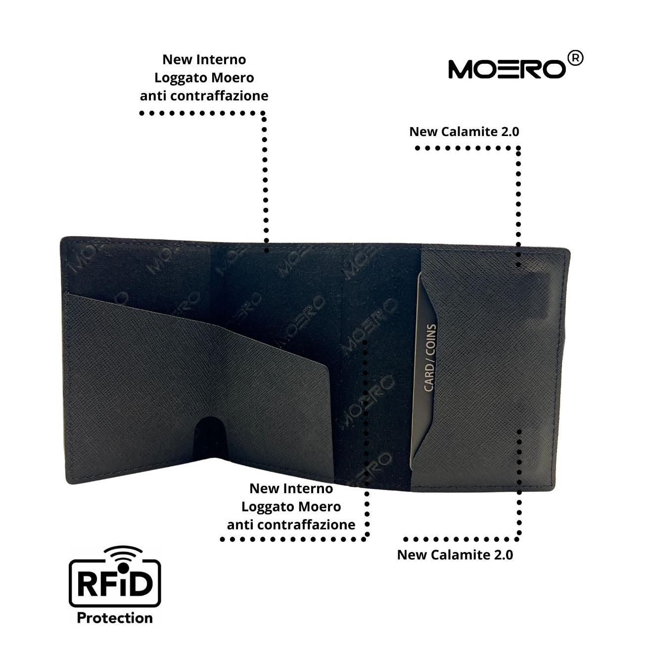 Moero Linea PRO Dual Zip Saffiano portafoglio nero antigraffio