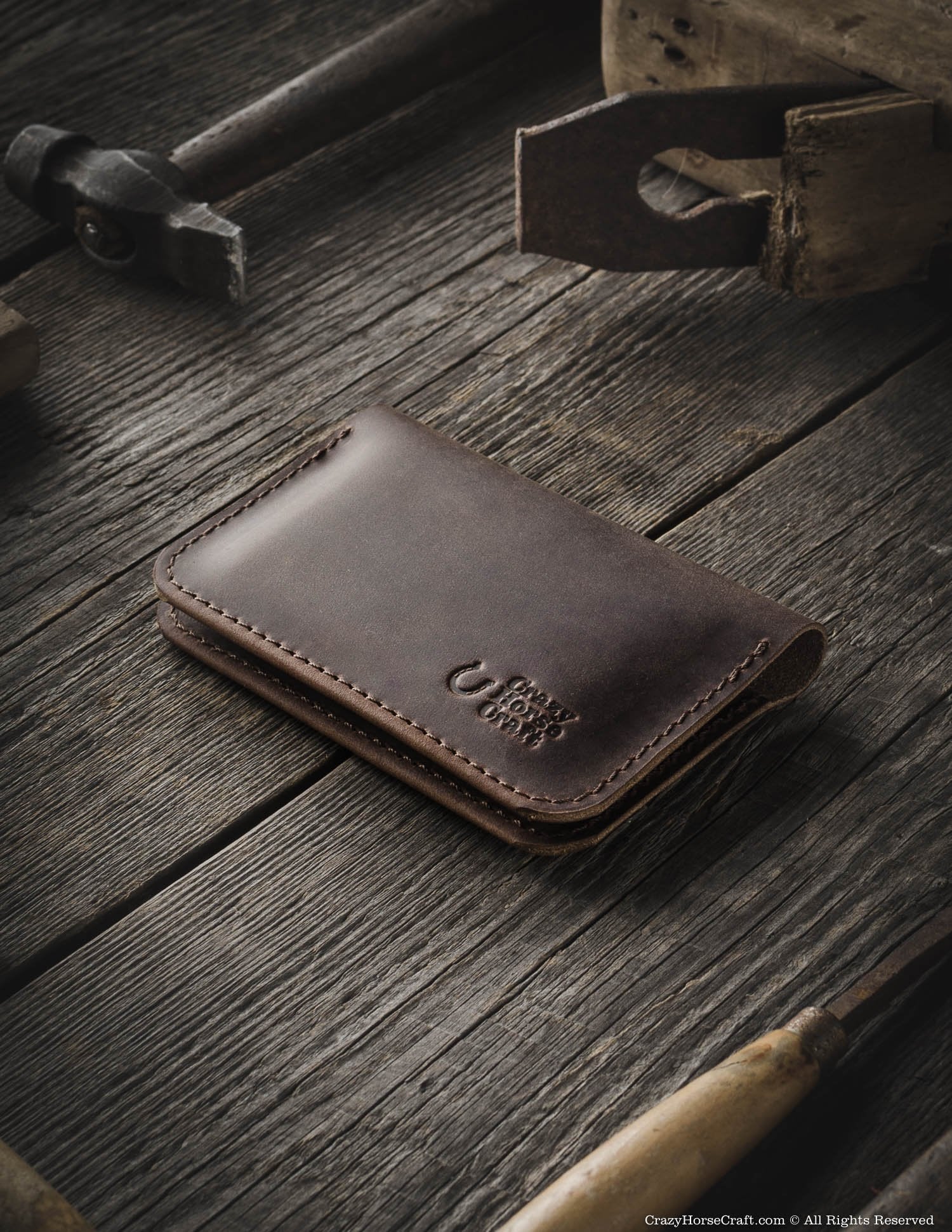 Crazy Horse Craft Wallets & Card Holders portafoglio Wood Brown pelle