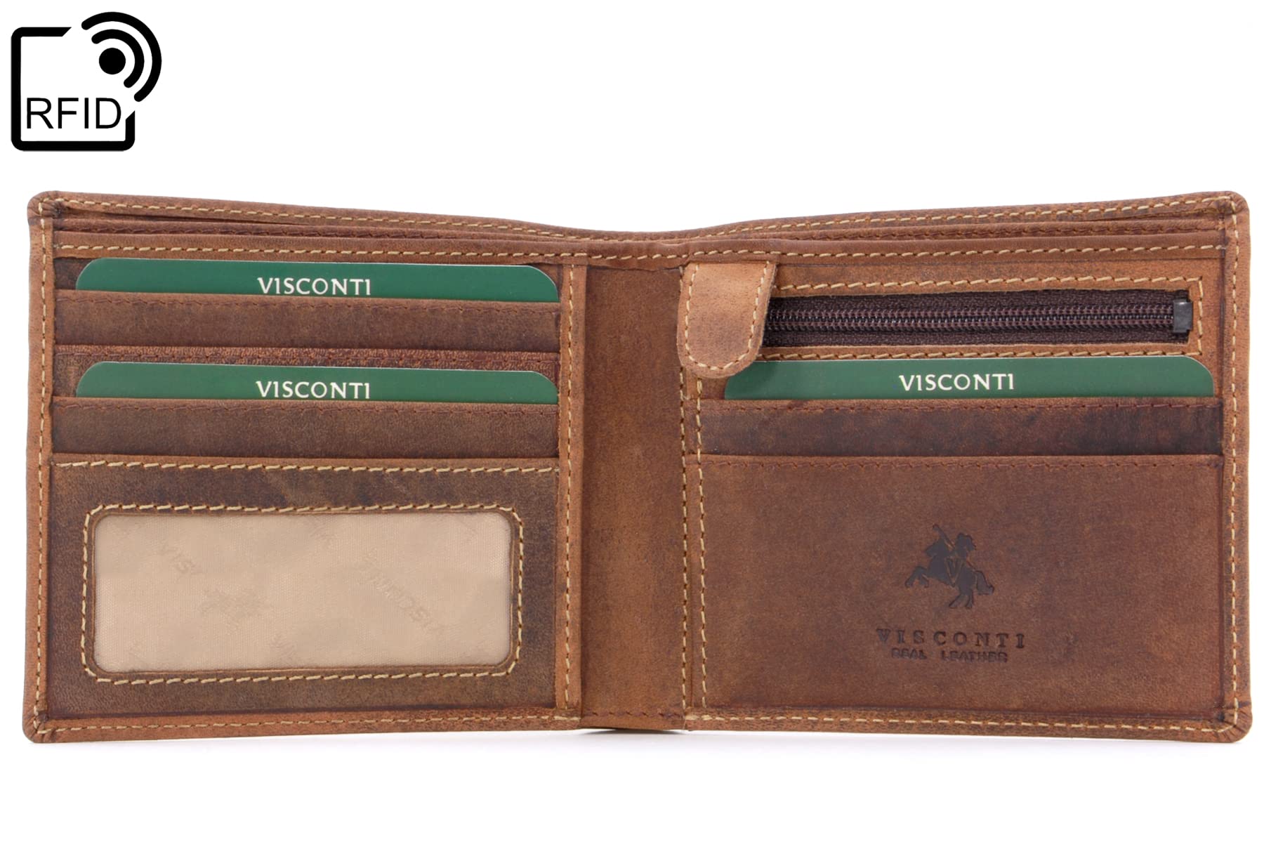 Visconti Slim 707 Shield portafoglio uomo marrone chiaro RFID in pelle