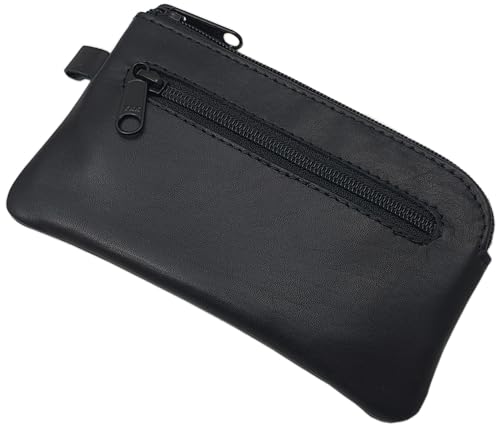 myledershop Schlüsseltaschen portachiavi in pelle bovina nera con cerniera