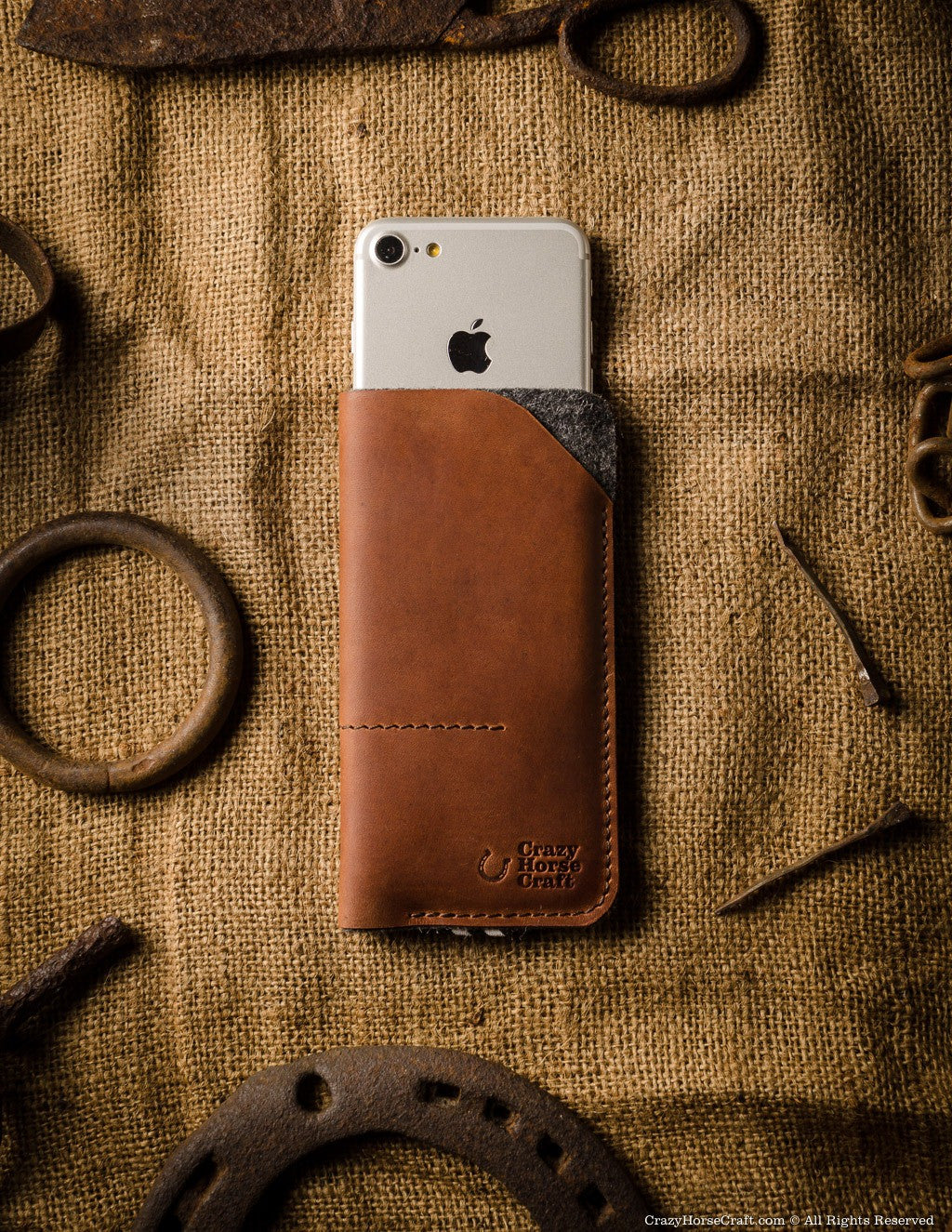 Crazy Horse Craft Phone Cases Leather Phone Case Wallet custodia iPhone 15 marrone