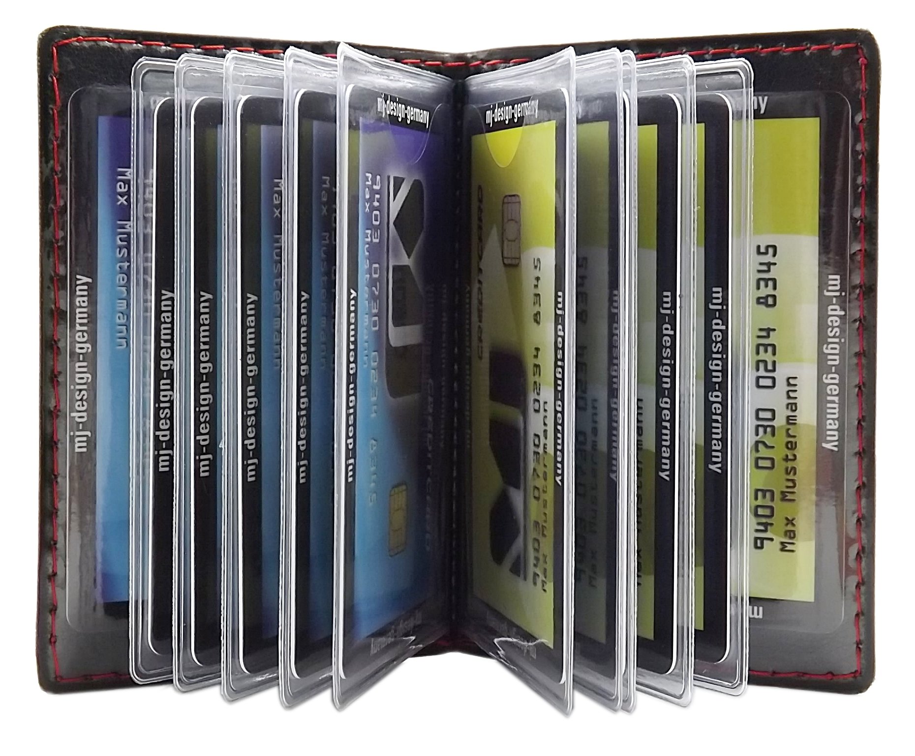 myledershop Kredit- und Visitenkartenetuis porta carte Design 4 nero