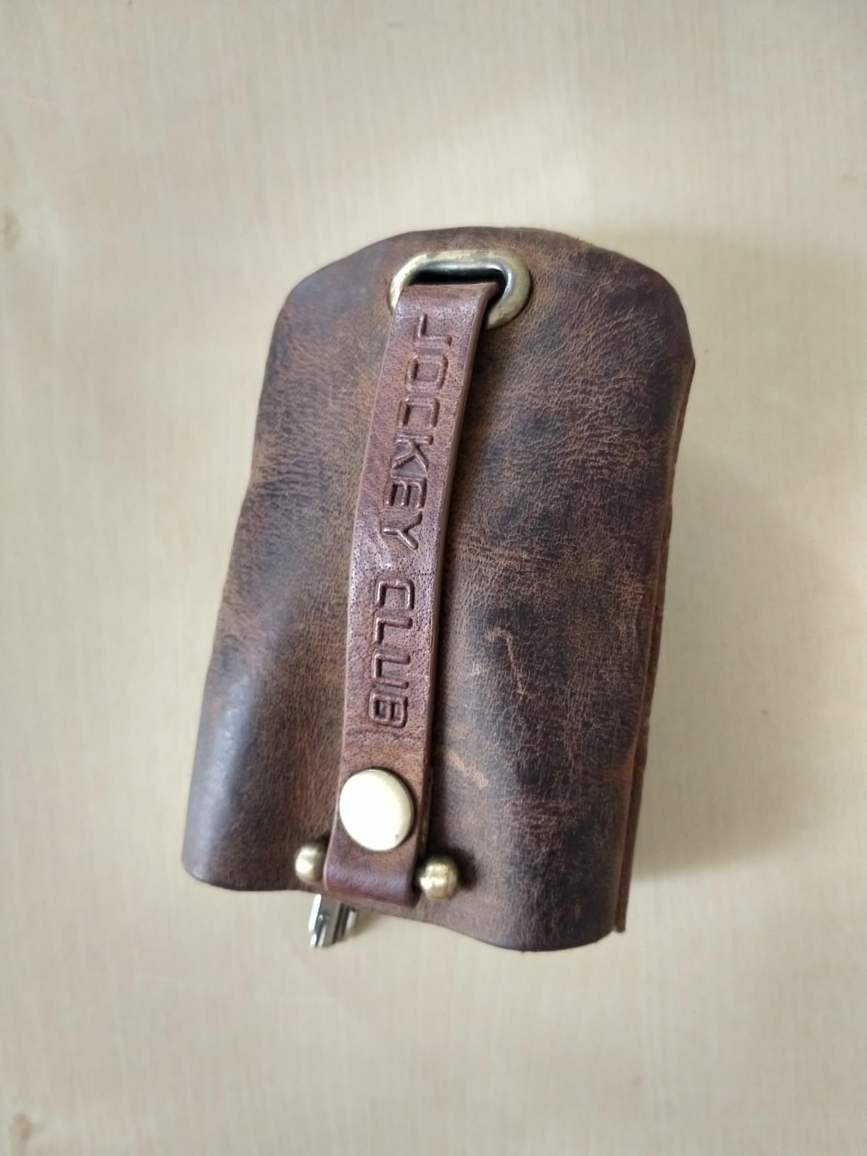 myledershop Schlüsseltaschen Sacchetto chiave in pelle di bufalo Cognac portachiavi con tasca