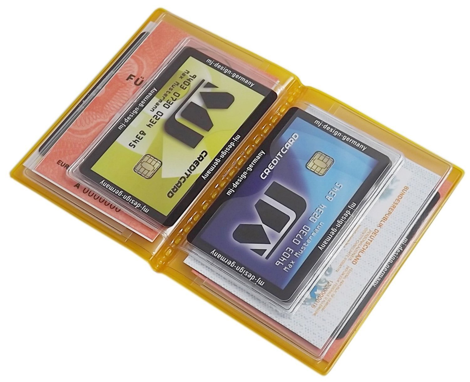 myledershop Karten- und Ausweisetuis custodia carte e documenti gialla