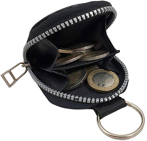 myledershop Schlüsseltaschen portachiavi con portamonete nero in pelle bovina