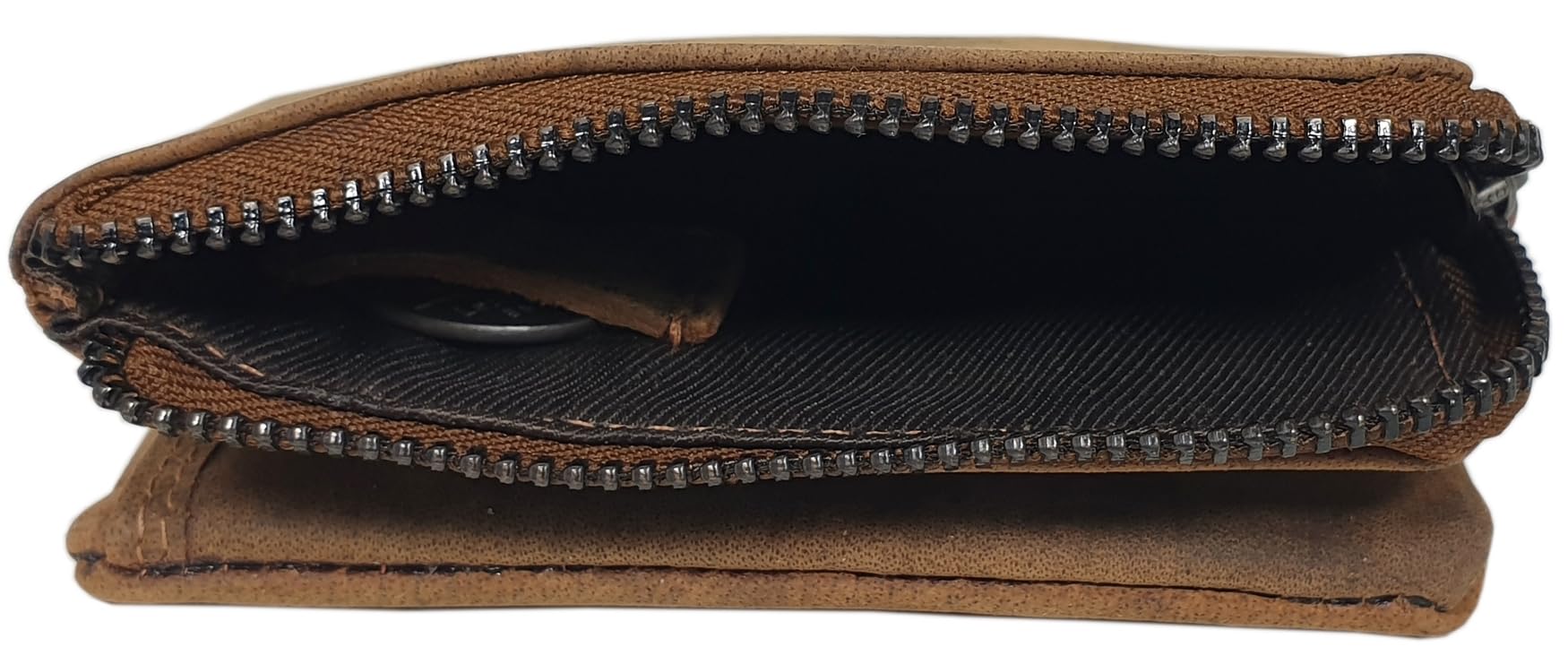 myledershop Herren Geldbörsen portafoglio uomo in pelle di bufalo teschio cognac RFID