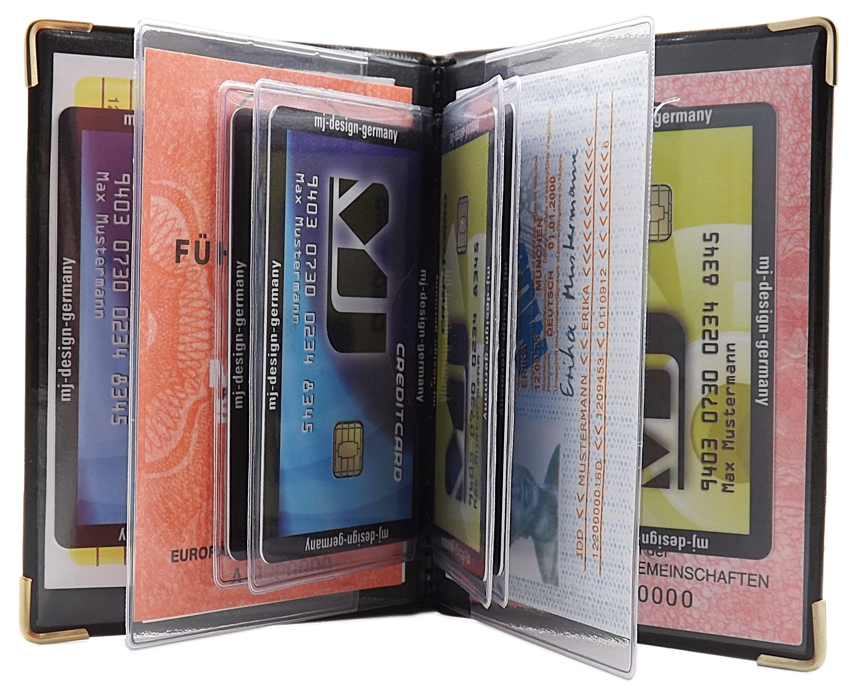 myledershop Karten- und Ausweisetuis Porta carte d'identità e carte di credito MJ-Design-Germany Design 4 Bianco