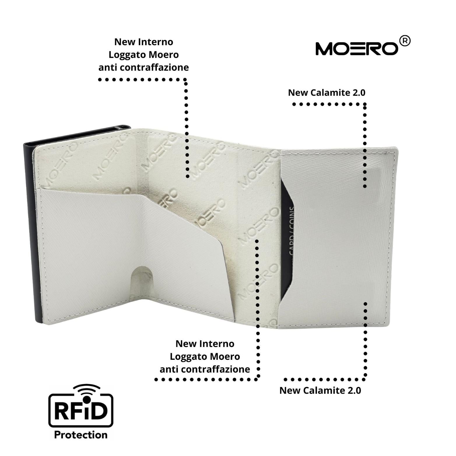 Moero Linea PRO Zip Saffiano portafoglio bianco RFID 4.0