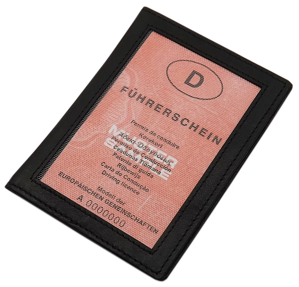 myledershop Karten- und Ausweisetuis porta documenti in pelle di vitello nero 13 scomparti