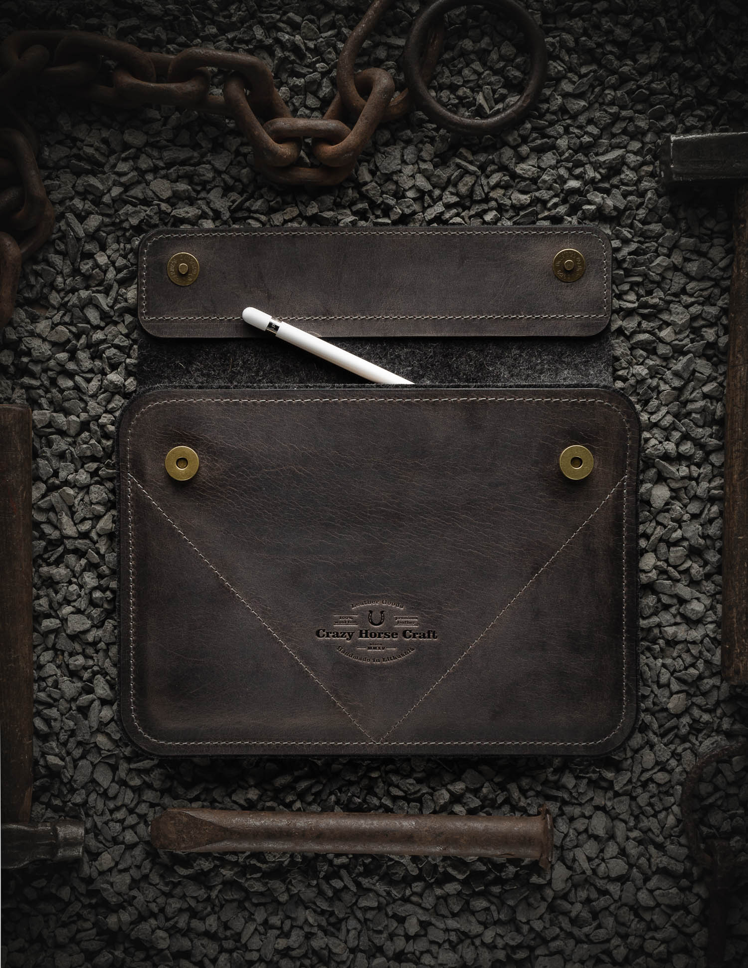 Crazy Horse Craft iPad and Kindle Cases custodia iPad Stone Grey in pelle