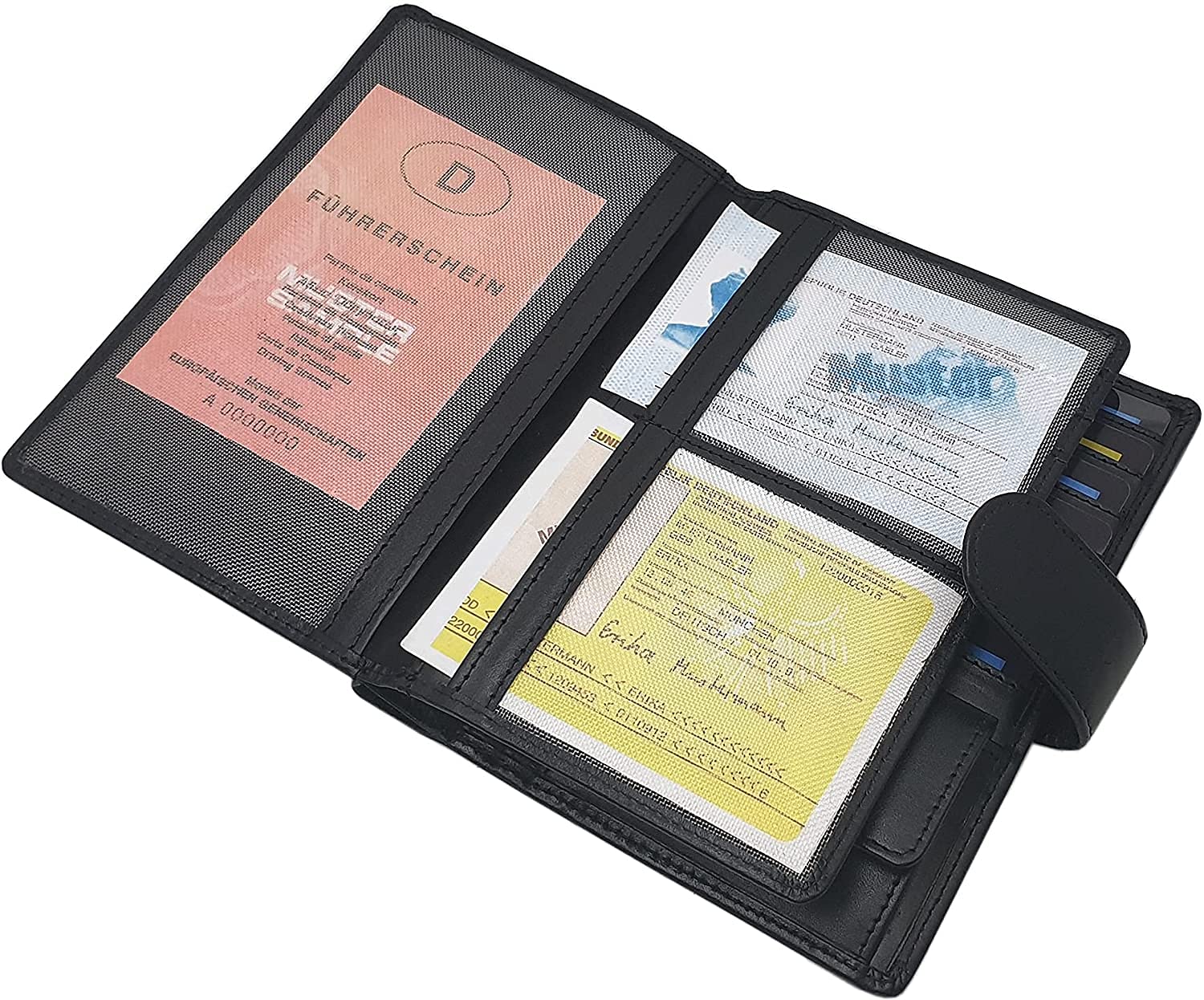myledershop Herren Geldbörsen portafoglio nero in pelle di vitello RFID NFC