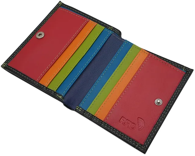 myledershop Damen Geldbörsen portafoglio multicolore RFID NFC