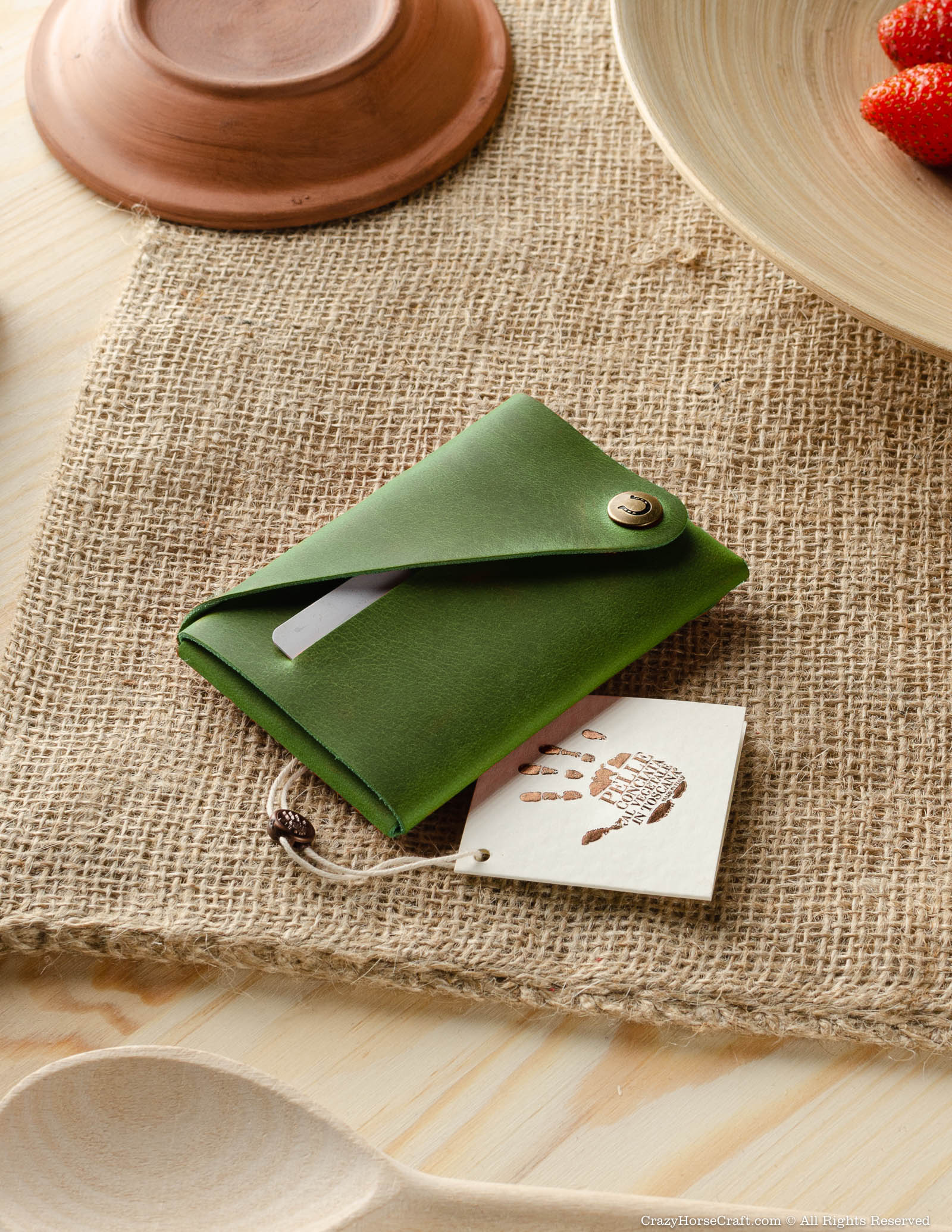 Crazy Horse Craft Minimalist Series Alpine Green portafoglio portacarte pelle
