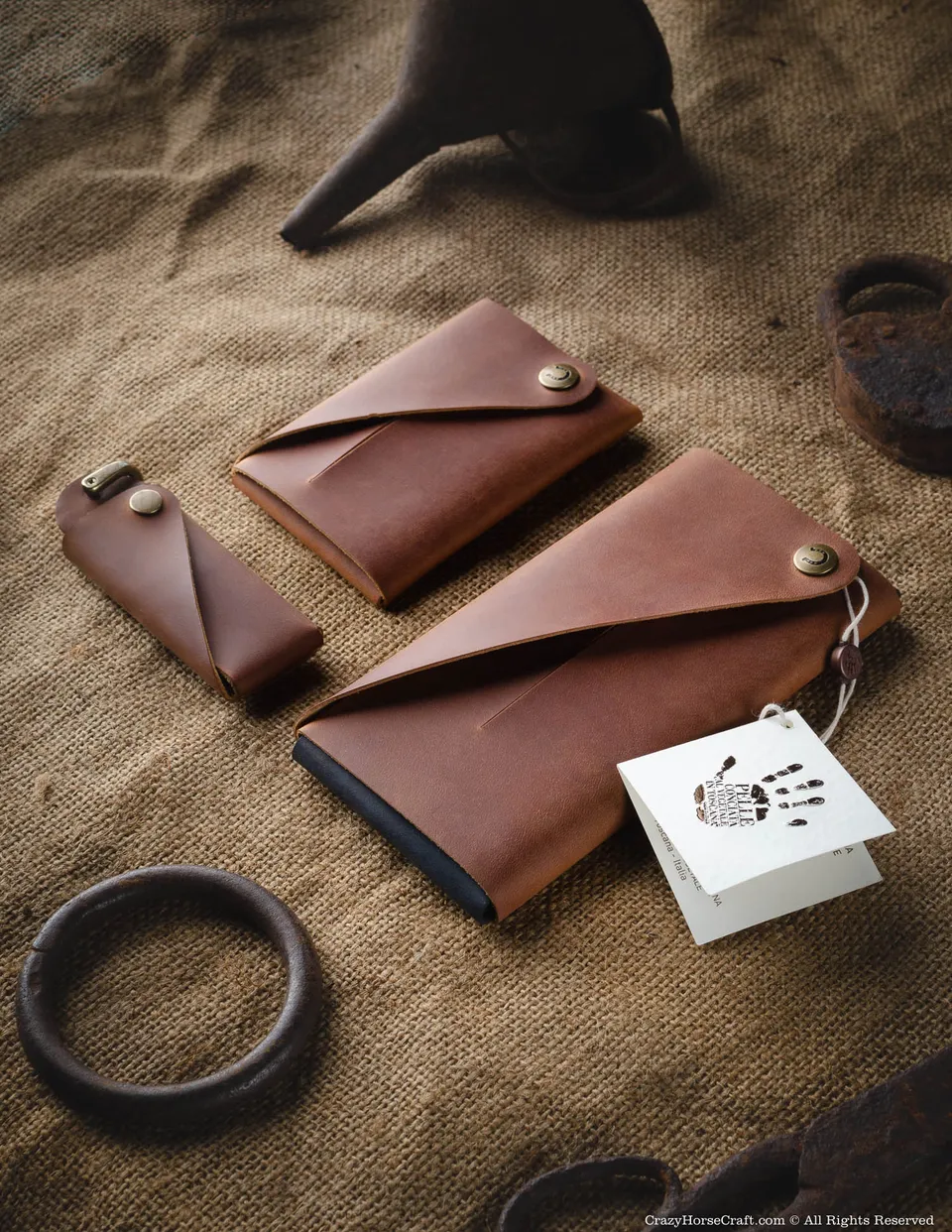 Crazy Horse Craft Minimalist Series set custodie Classic Brown in pelle per iPhone