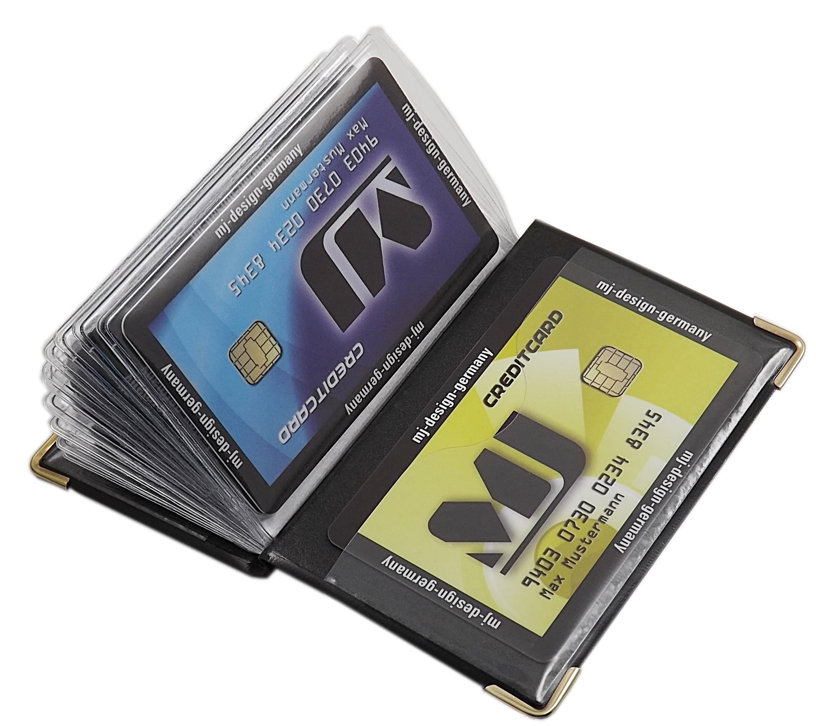 myledershop Kredit- und Visitenkartenetuis porta carte Design 3 bianco