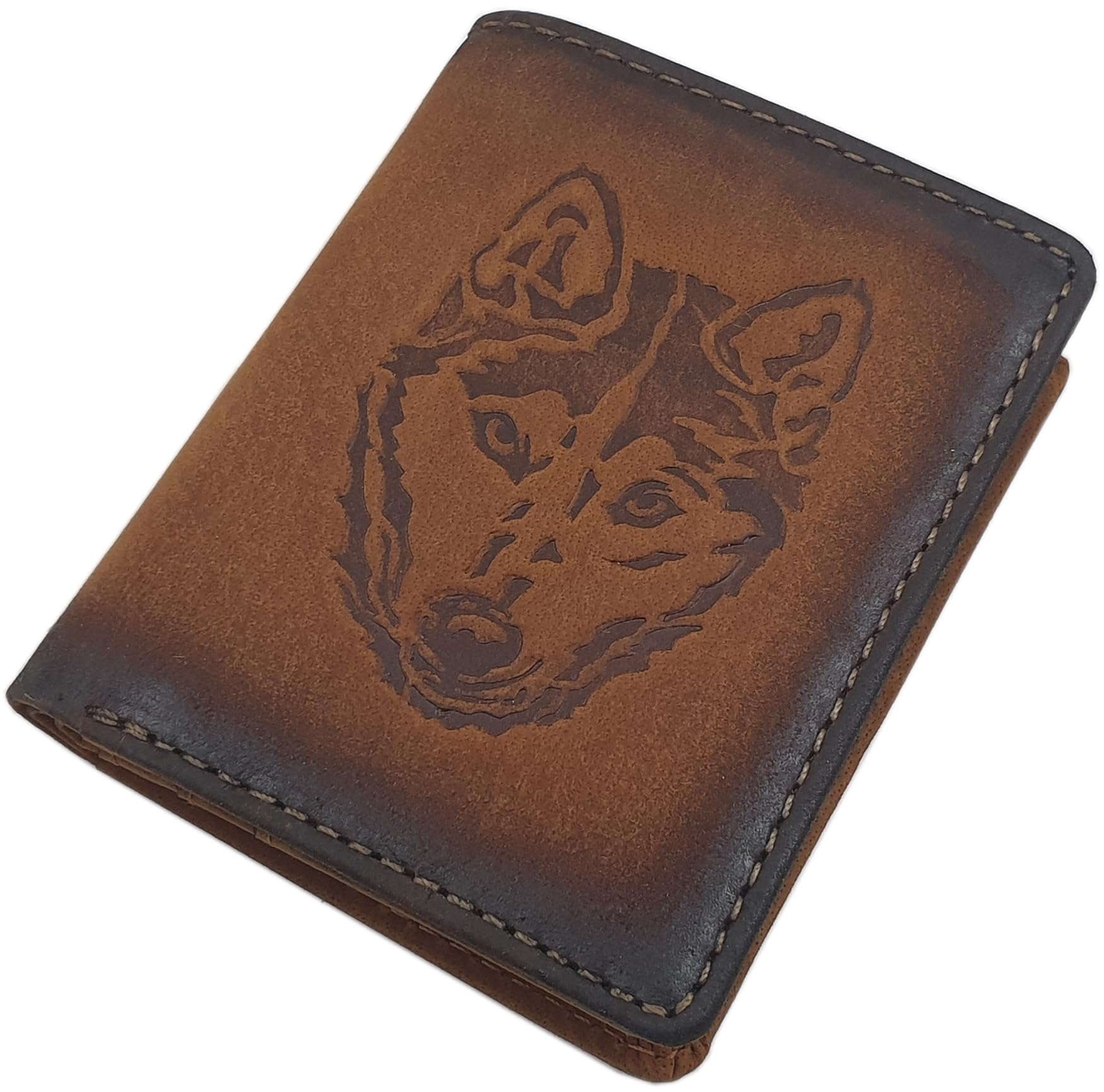 myledershop Herren Geldbörsen portafoglio piccolo verticale Husky cognac RFID