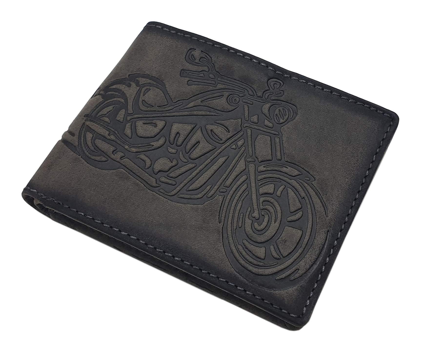 myledershop Herren Geldbörsen Portafoglio con motivo moto marrone RFID