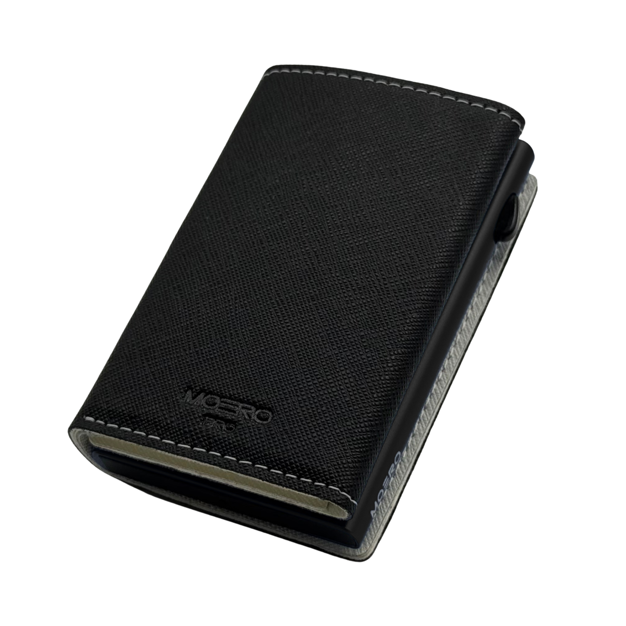 Moero Linea PRO PRO PLUS Zip Saffiano portafoglio nero e bianco RFID