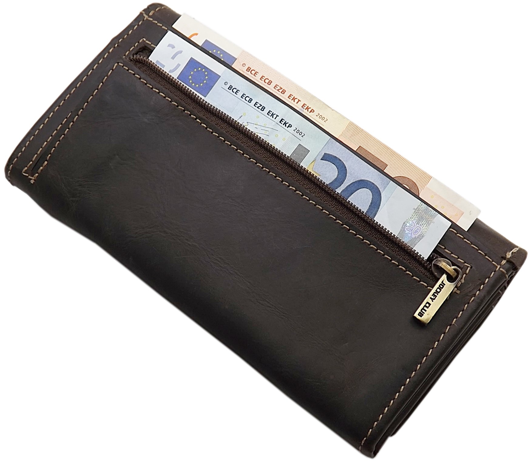 myledershop Damen Geldbörsen portafoglio grande marrone RFID