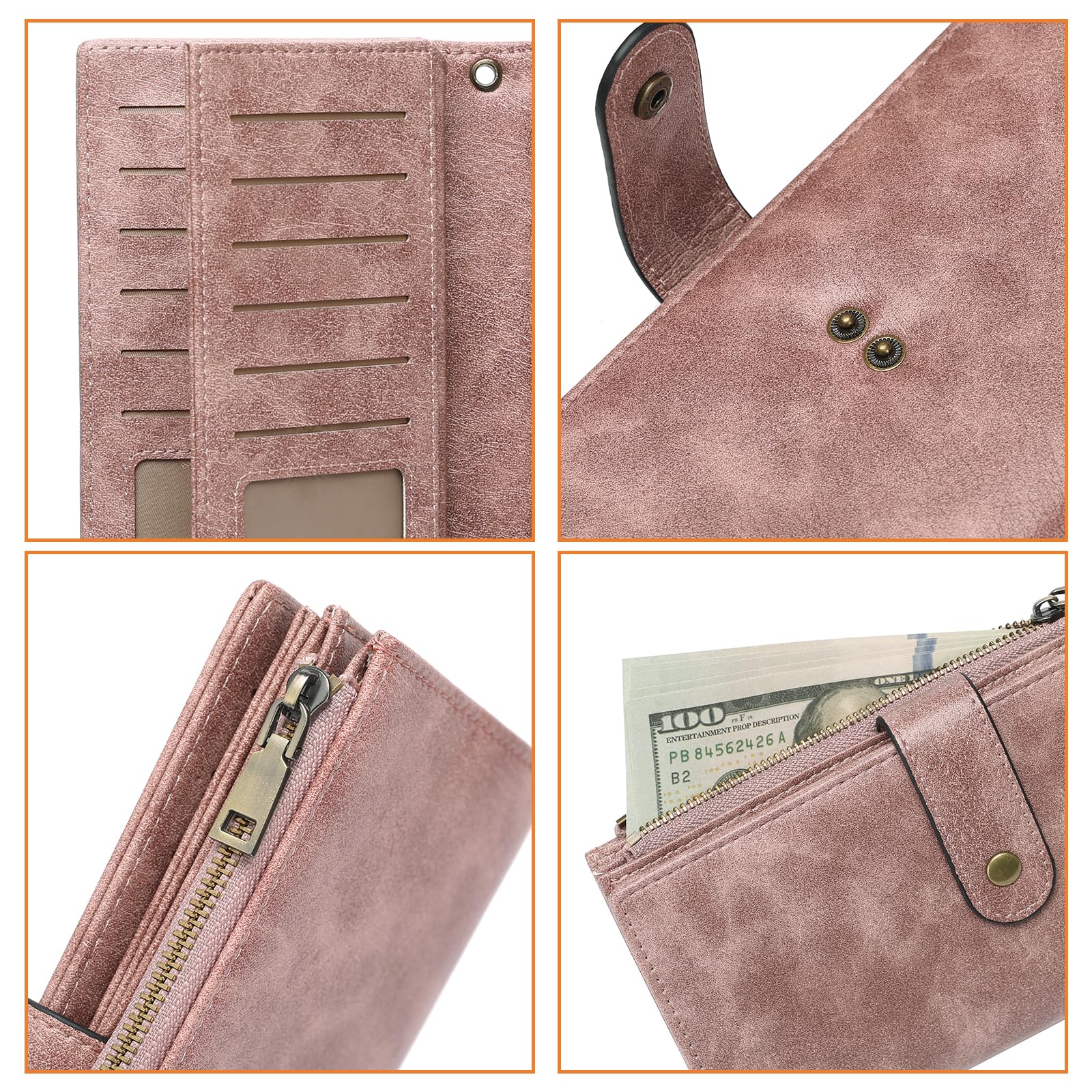 GOIACII WOMEN'S LARGE WALLET portafoglio donna grande C01-rosa RFID