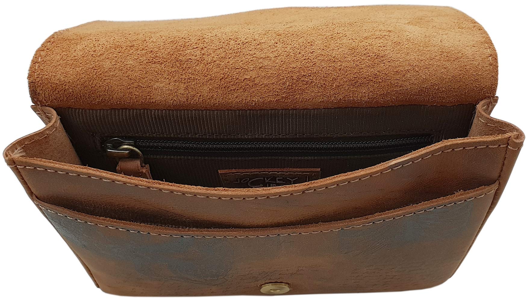 myledershop Gürtel-/Taschen marsupio orizzontale in pelle di bufalo cognac