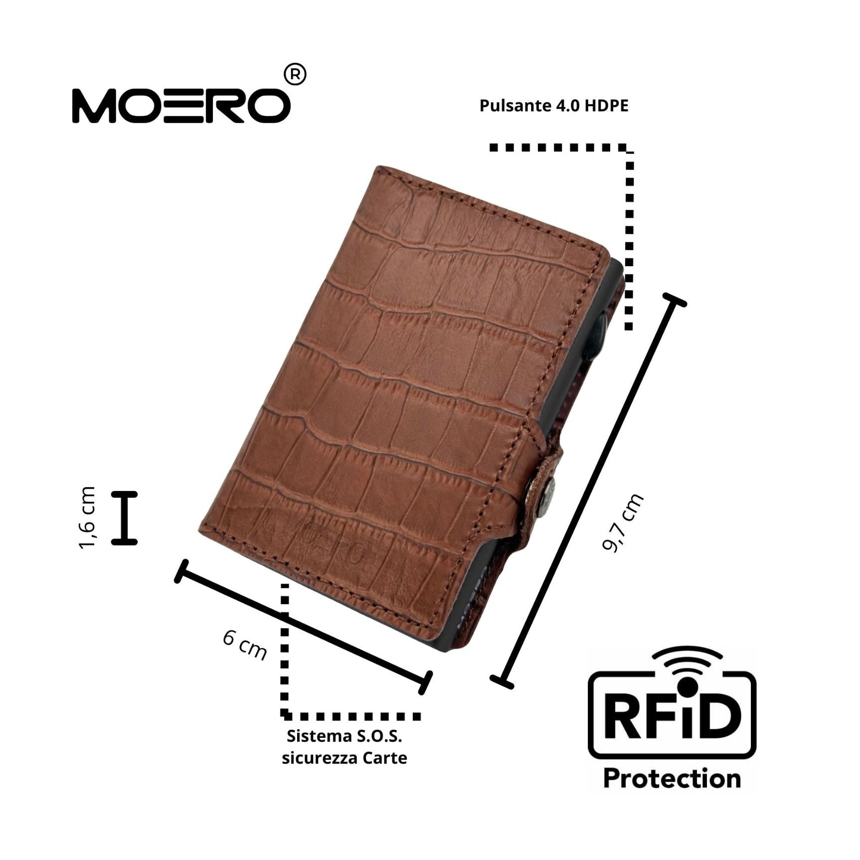 Moero Linea Classic Croco portafoglio marrone RFID