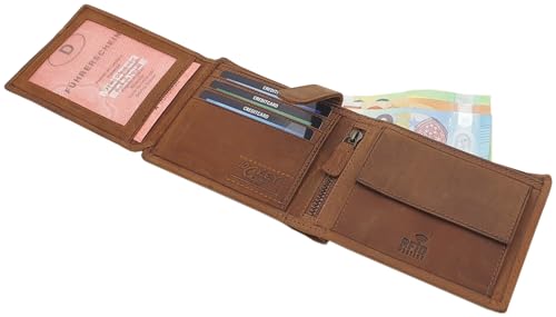 myledershop Herren Geldbörsen Modello 2 portafoglio orizzontale cognac RFID