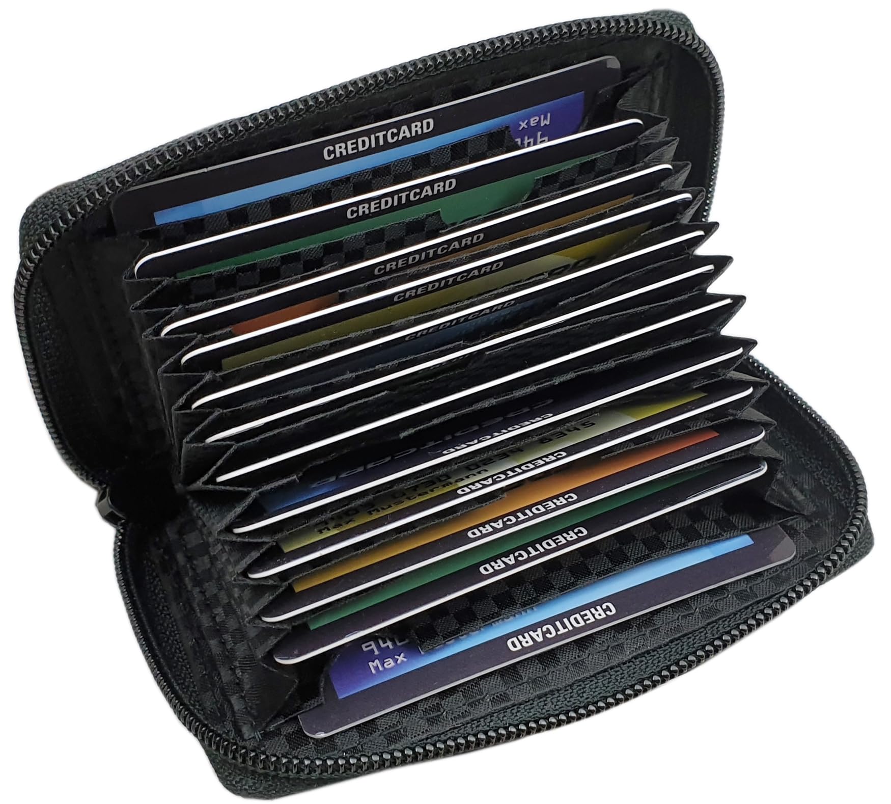 myledershop Kredit- und Visitenkartenetuis Vacchetta porta carte 13 scomparti nero RFID
