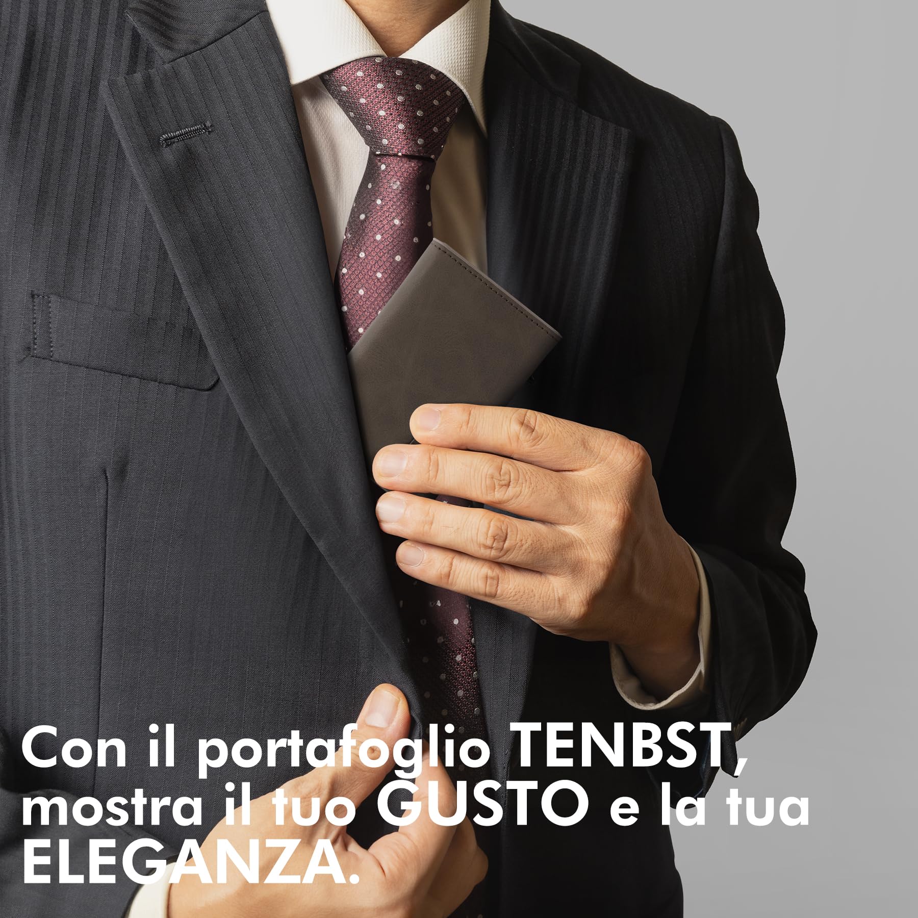 TENBST Card Holder portafoglio uomo marrone con protezione RFID