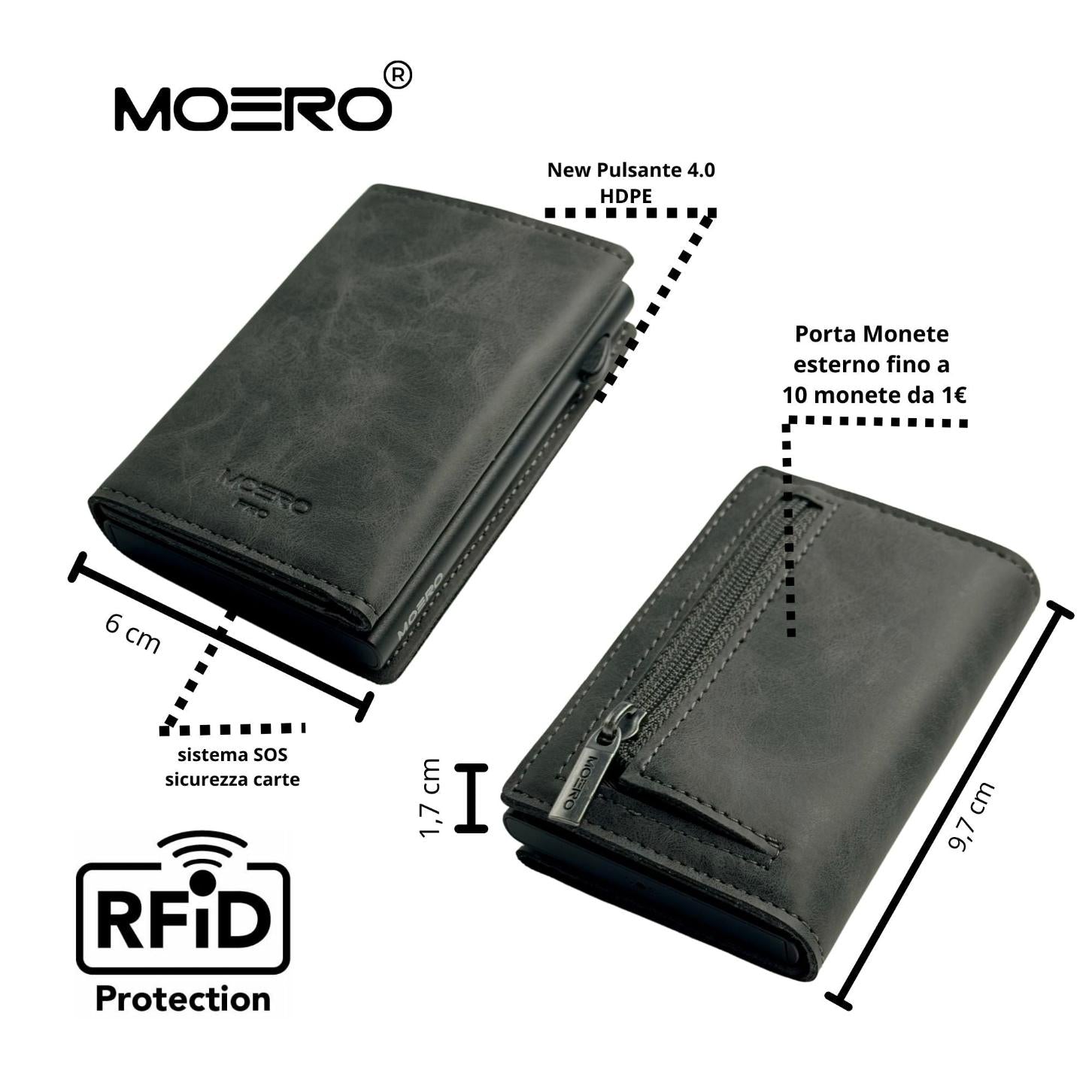 Moero Linea PRO Comic Pro Comic 1 portafoglio RFID magnetico vegano