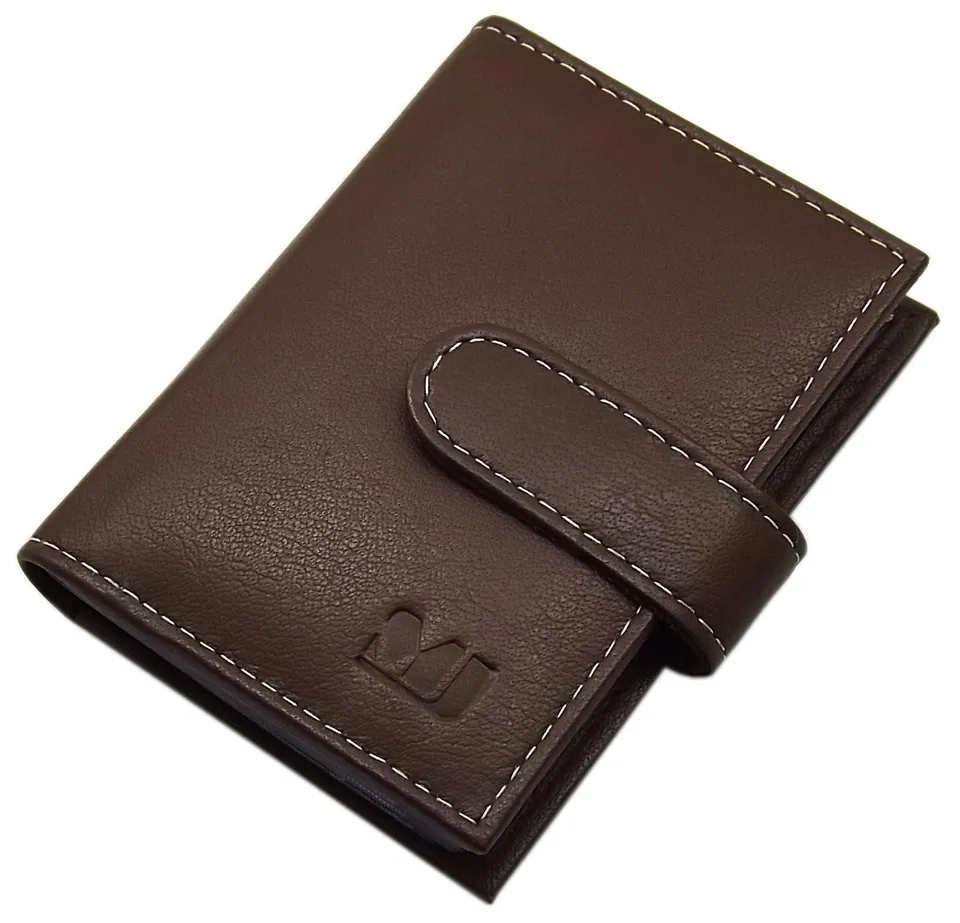 myledershop Kredit- und Visitenkartenetuis porta carte Marrone 22 scomparti pelle bufalo