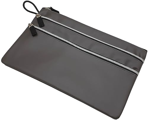 myledershop Banktaschen portafoglio grande grigio a 3 scomparti