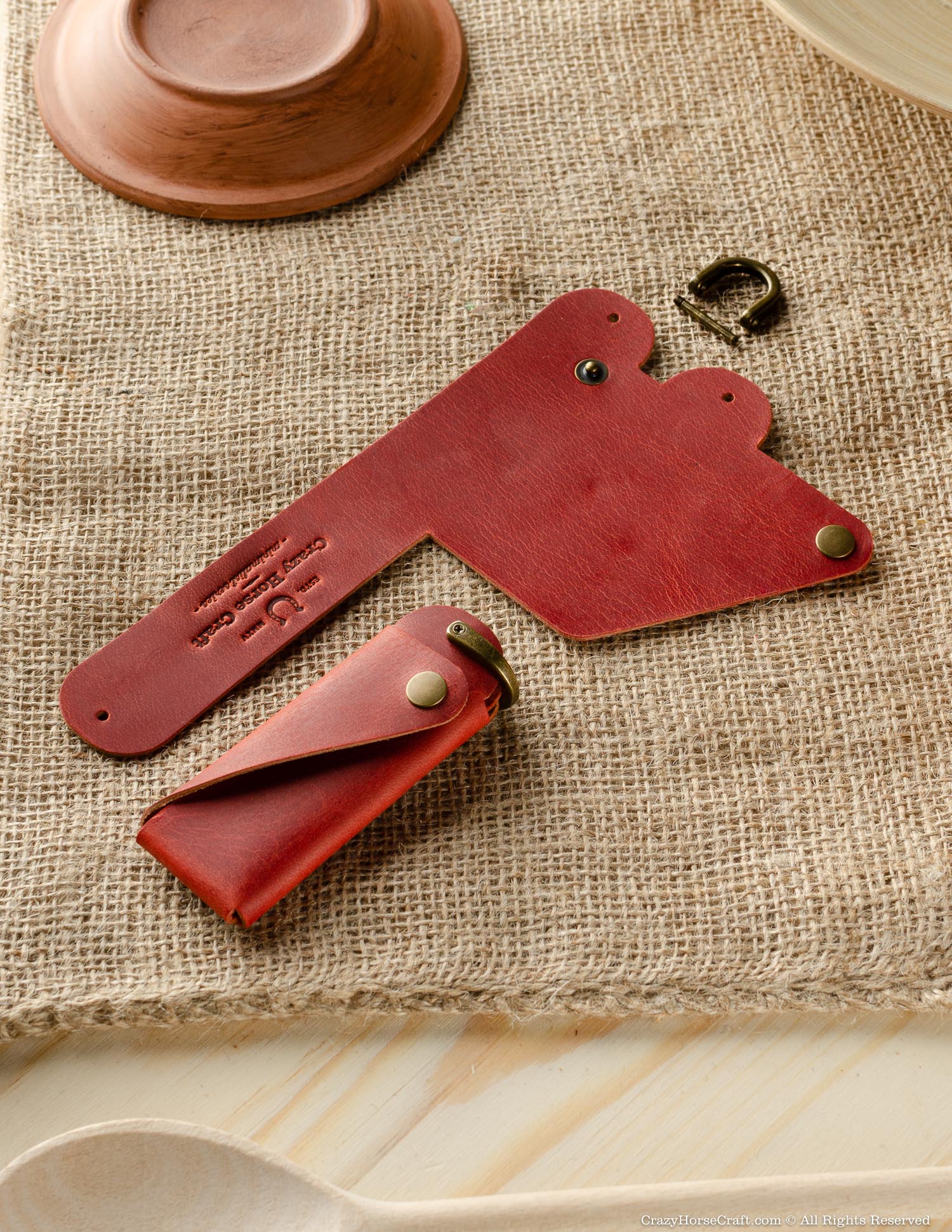 Crazy Horse Craft Minimalist Series set custodie pelle rosso fragola