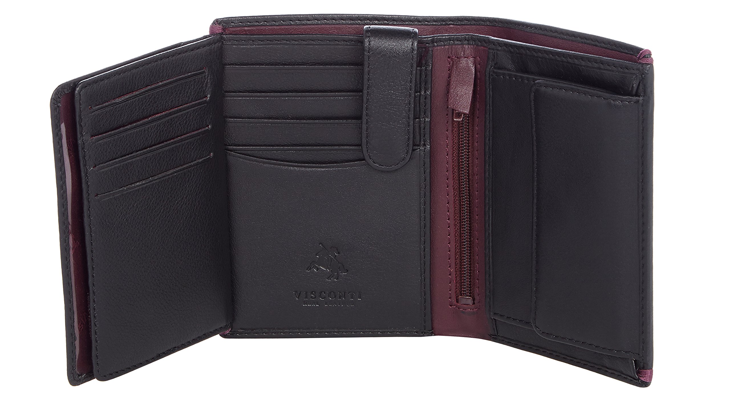 Visconti Heritage HT51 portafoglio uomo quadruplo nero bordeaux compatto