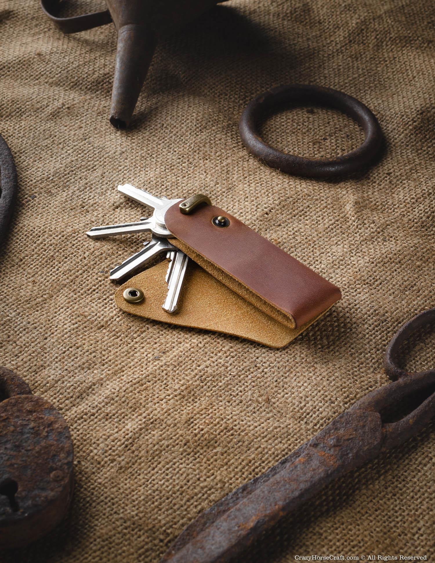 Crazy Horse Craft Minimalist Series Minimalist Leather Key Organiser/Holder portachiavi pelle Classic Brown