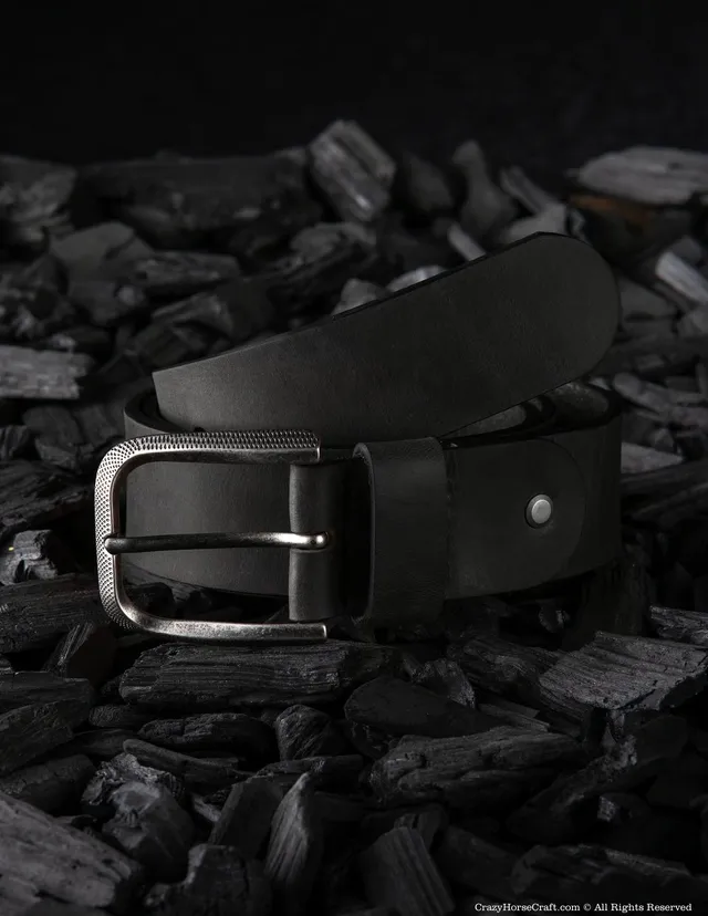 Crazy Horse Craft Belts Vegetable Tanned Leather Belt cintura Carbon Black