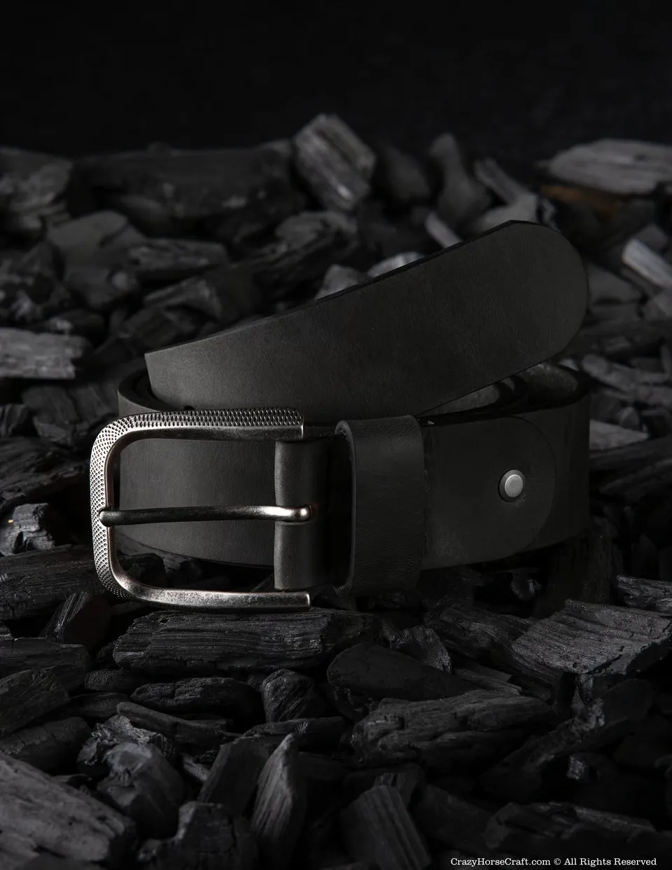 Crazy Horse Craft Belts Vegetable Tanned Leather Belt cintura Carbon Black