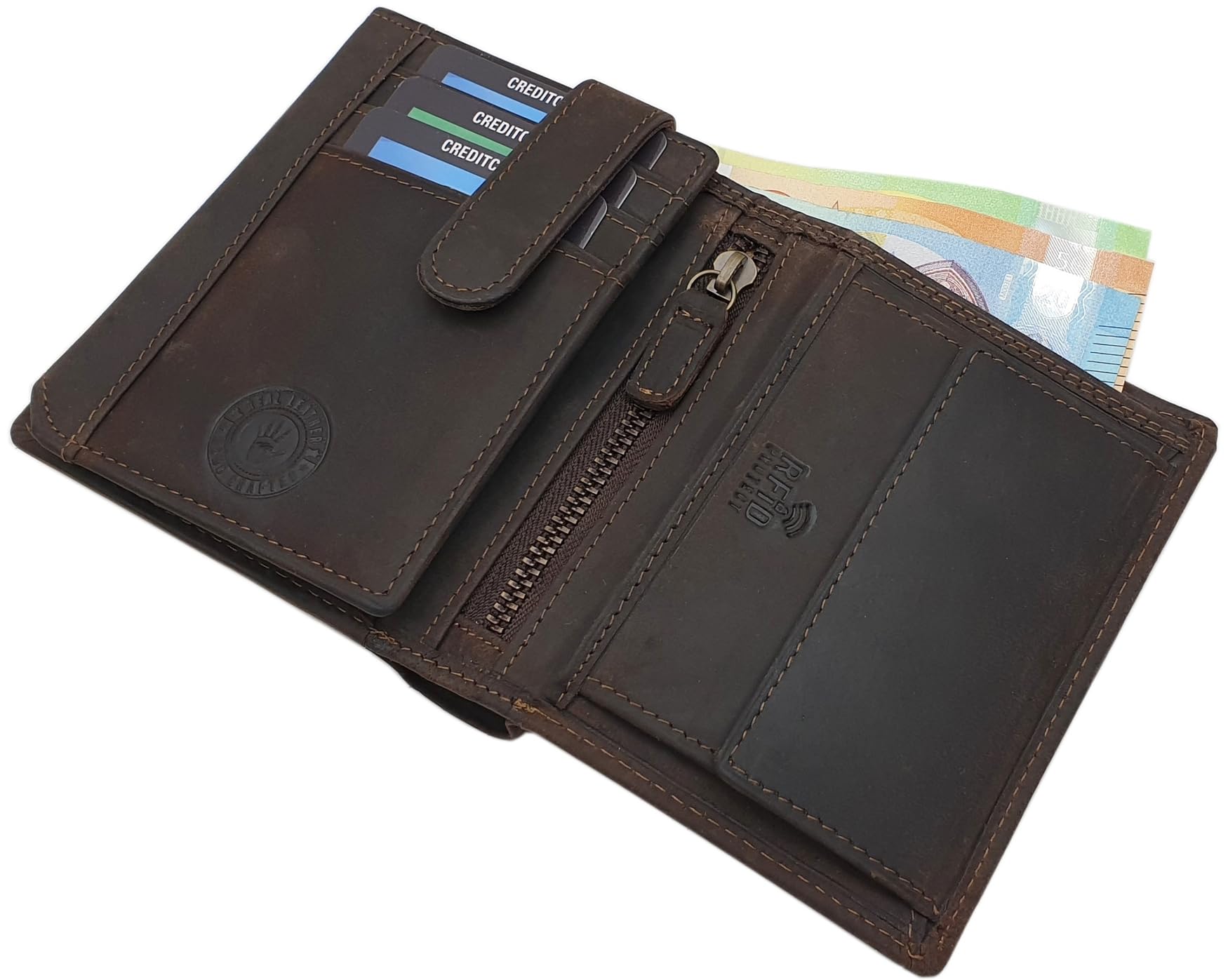 myledershop Herren Geldbörsen Modello 1 portafoglio verticale marrone RFID
