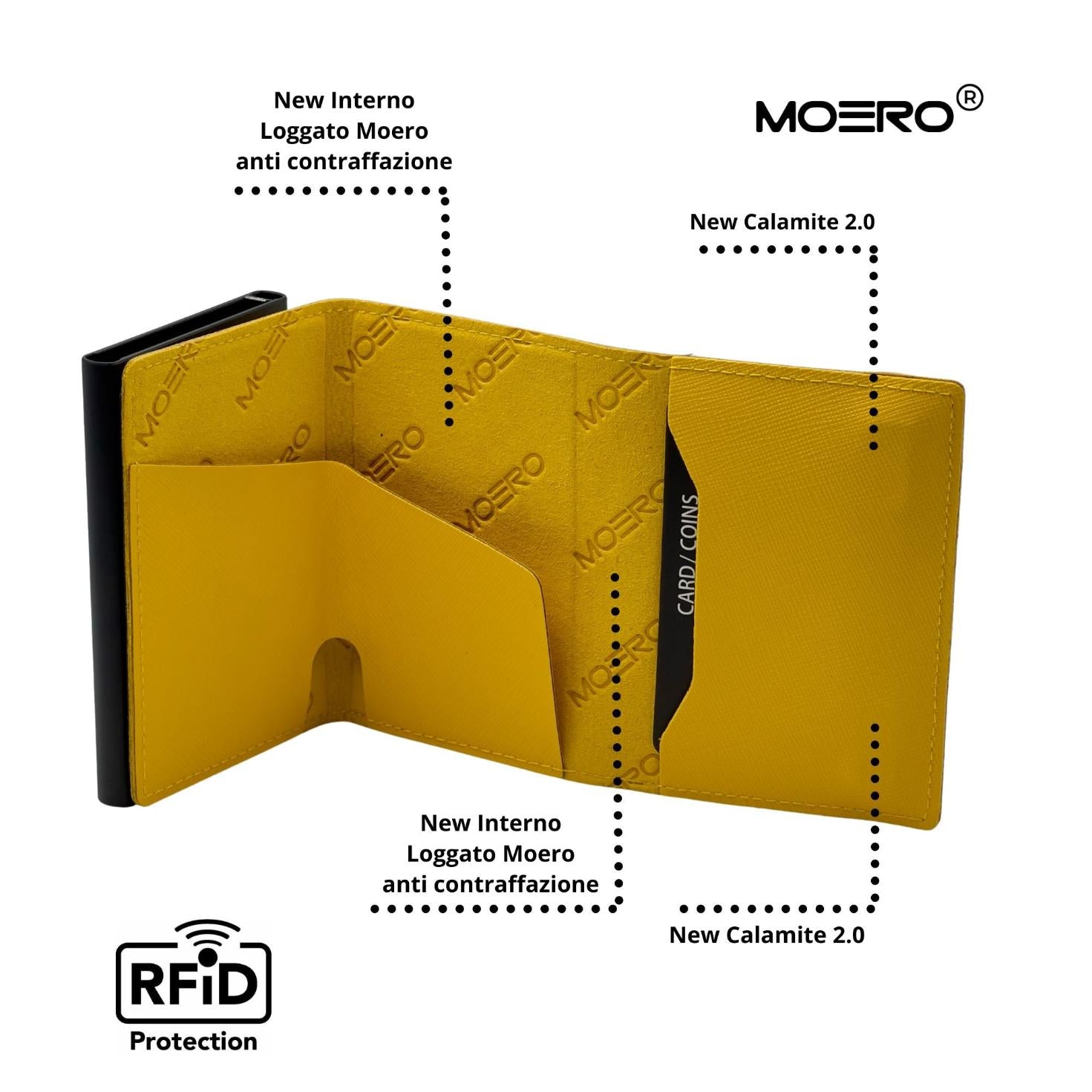 Moero Linea PRO PRO Zip Saffiano portafoglio Giallo pelle RFID