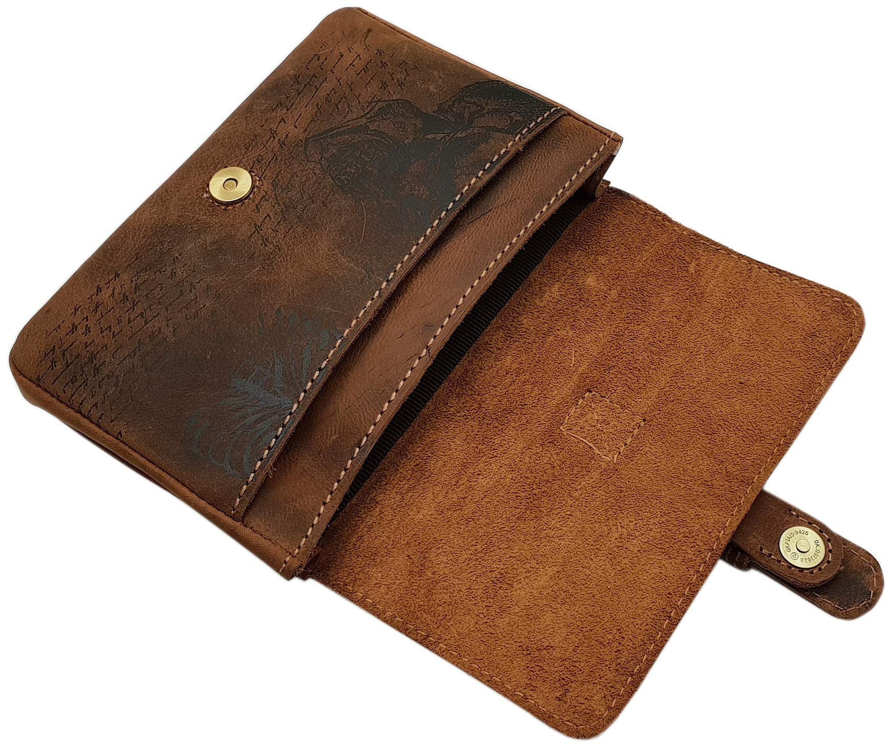 myledershop Gürtel-/Taschen marsupio orizzontale in pelle di bufalo cognac