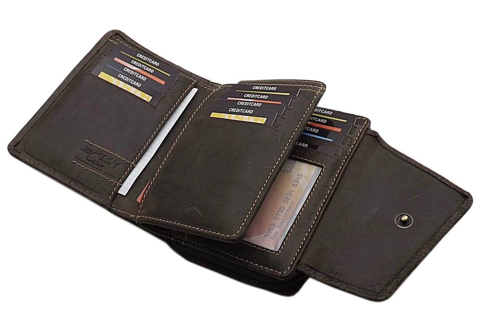 myledershop Damen Geldbörsen portafoglio donna vacchetta marrone RFID NFC