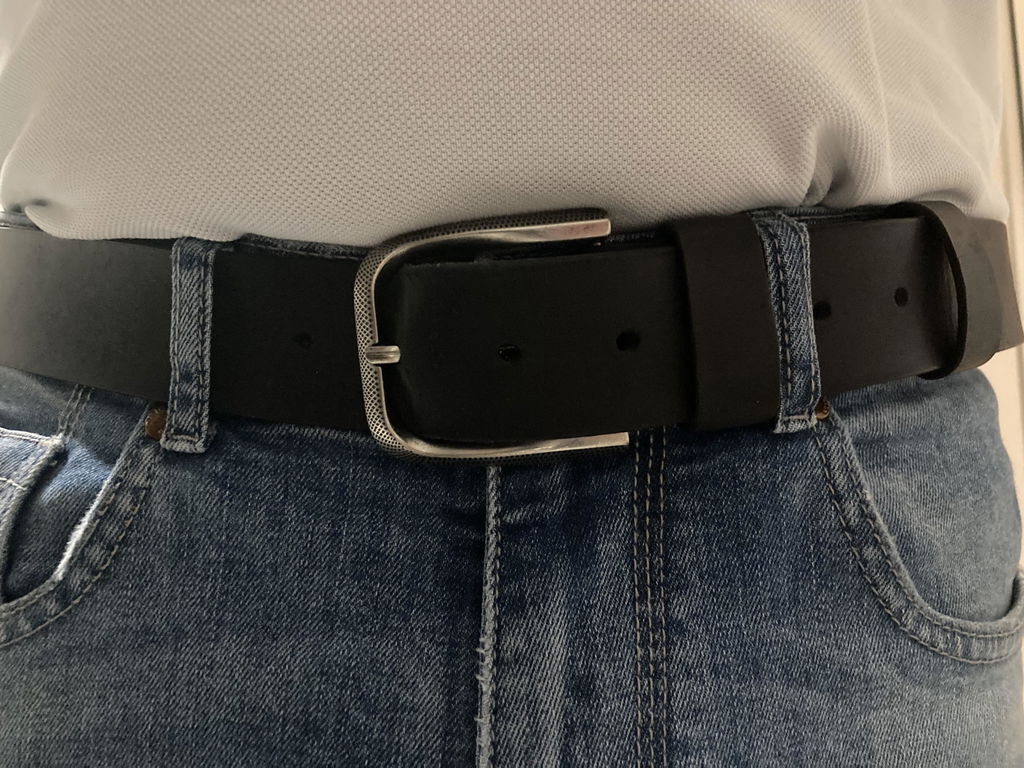 Crazy Horse Craft Belts Vegetable Tanned Leather Belt cintura Carbon Black