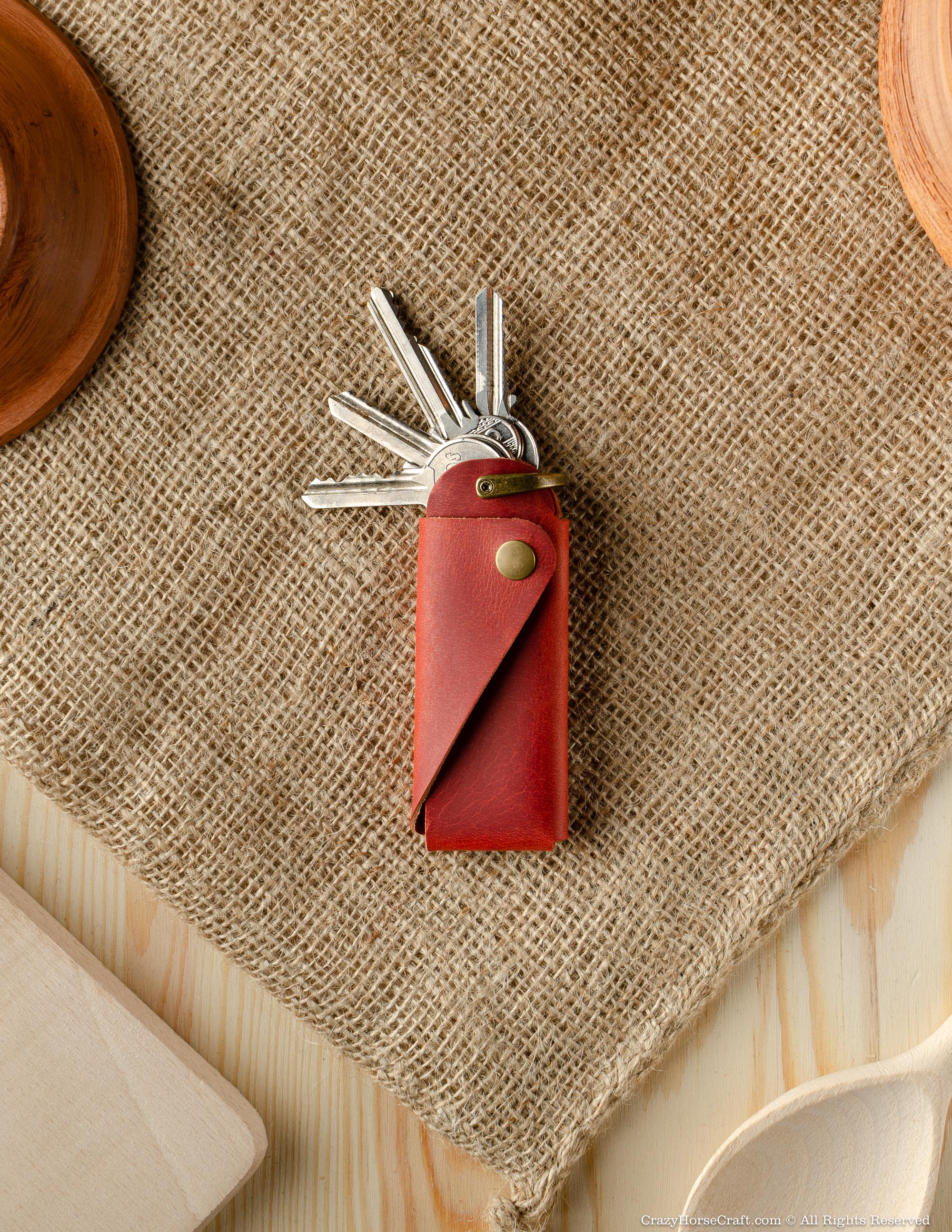 Crazy Horse Craft Minimalist Series portachiavi pelle Fragola Red