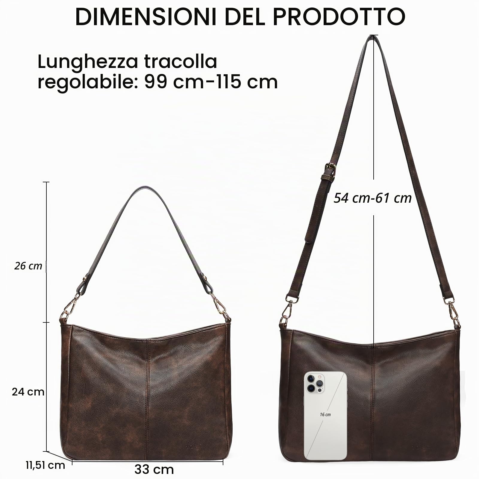 GOIACII BAG borsa a tracolla grande color caffè